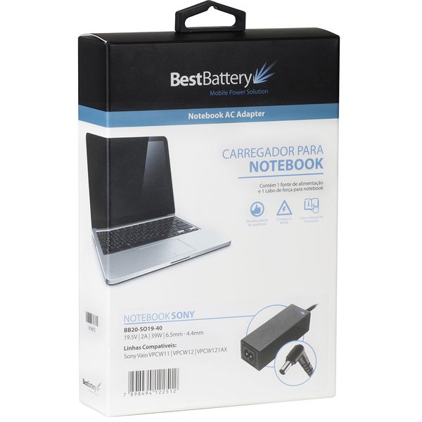 Fonte Carregador Para Notebook Sony Vaio Vpceh30eb W Bbbaterias