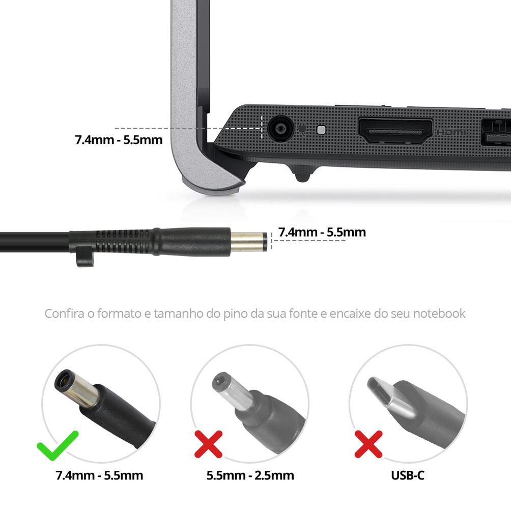 Fonte Carregador para Notebook HP EliteBook 8470p - bbbaterias